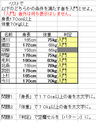 エクセル練習問題 ３５ 論理関数 ｉｆ と条件付き書式 エクセル無料練習問題素材 一般 関数 やってみよう